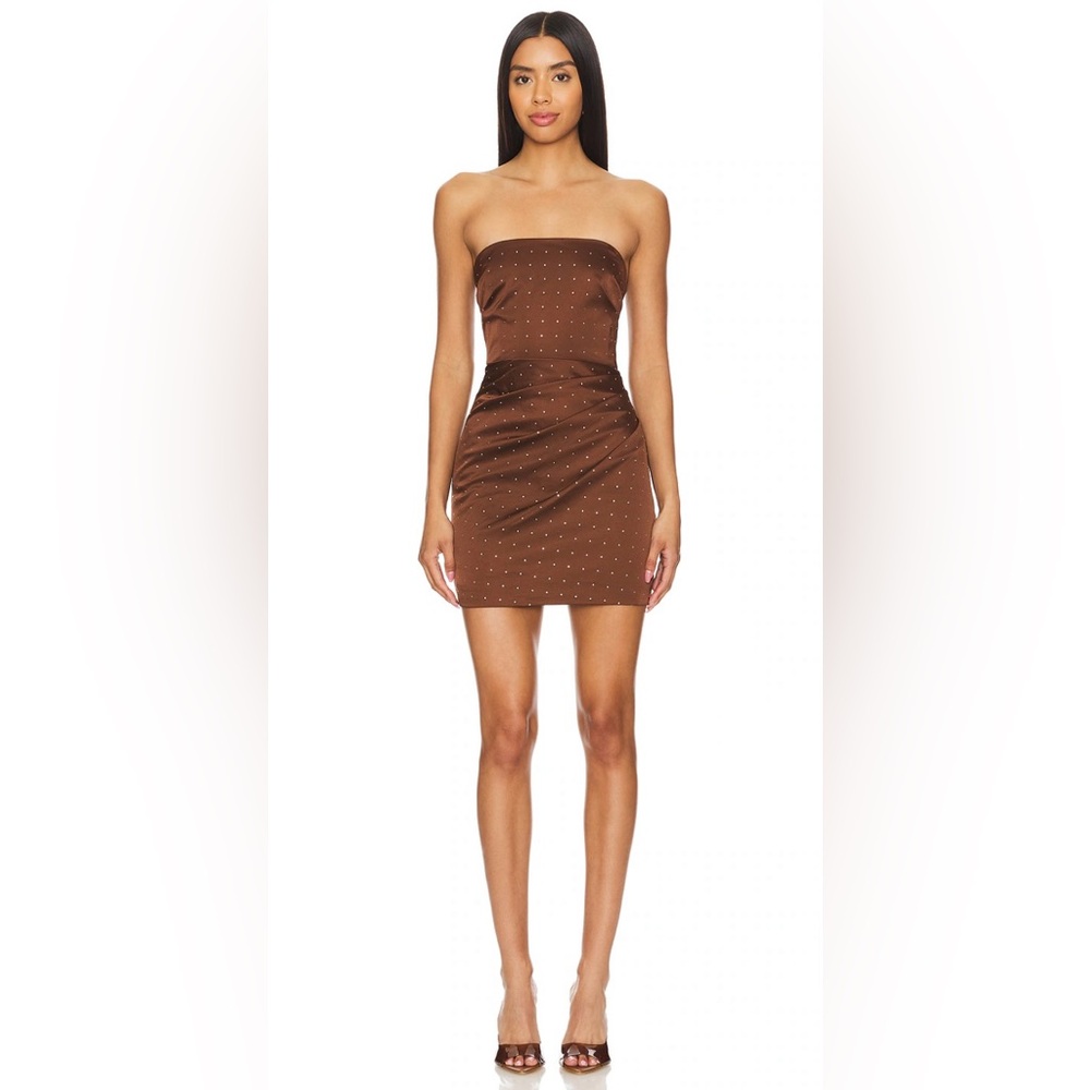 NEW Nookie $299 Brown Mini Dress w crystal embellishments size S